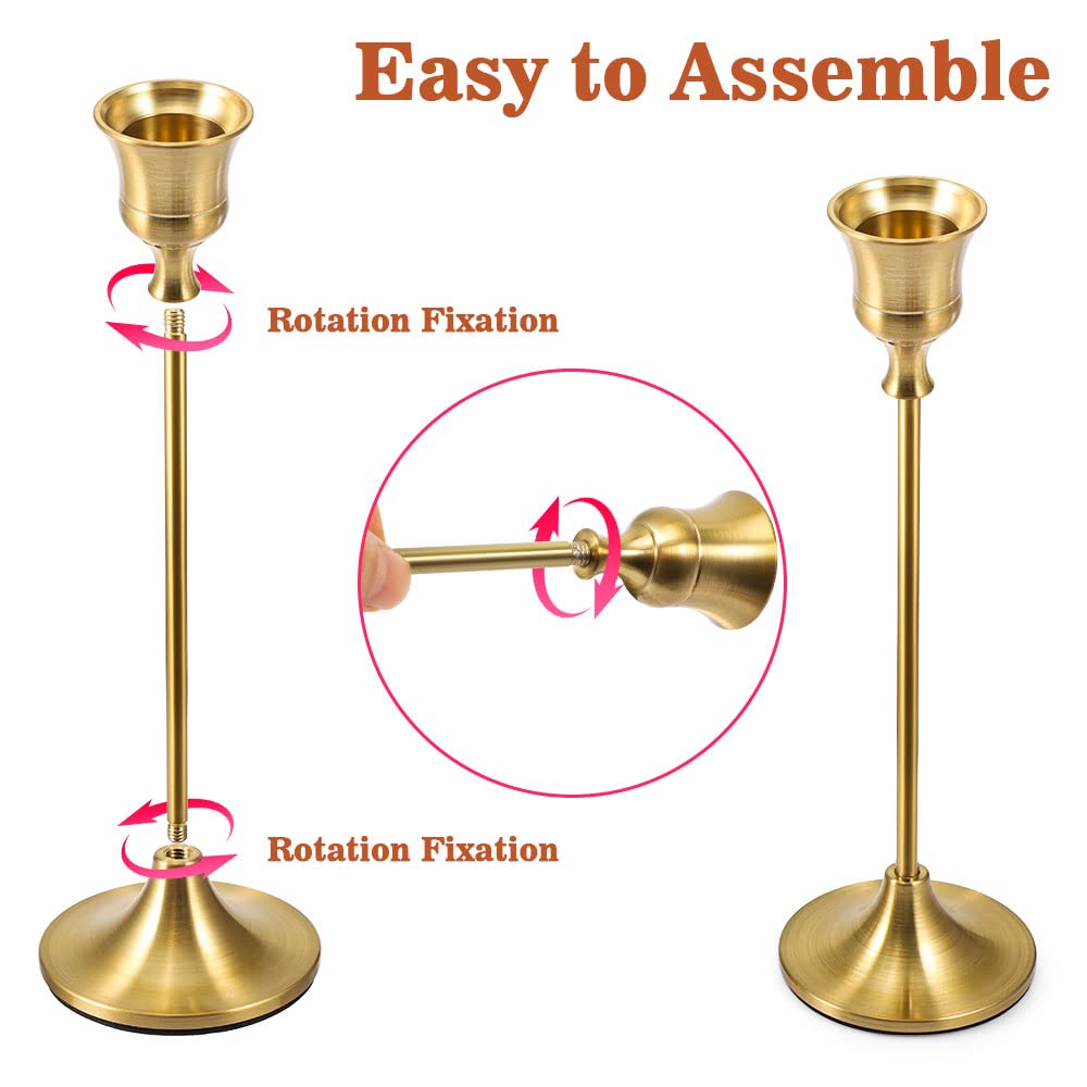 Candlestick Holders Taper Candle Holders – Gold Candlestick Holder Set of 6 Candle Stick Holders kit Classic Decorative Candle Stick for Christmas, Wedding, Party, Dinner Tables,Home Décor — view 3