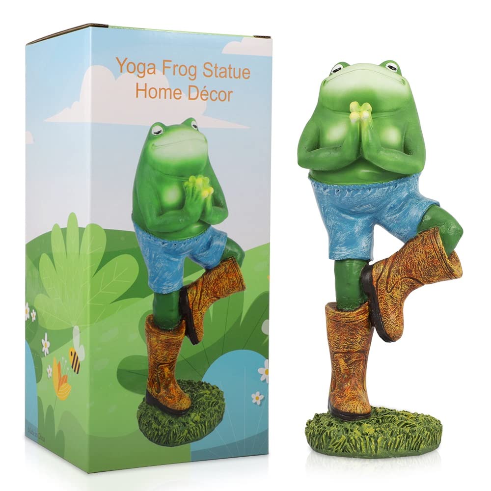 Yoga Frog Garden Statue Figurine Decorative Sculpture Zen Garden Frog Decor for Patio Yard or Home Bedroom Office Desktop Cabinet Shelf Resin 9.84′′x3.54′′x3.27′′ — view 7